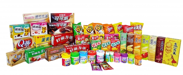 [사진=오리온] 중국시장에서 오리온이 판매중인 제품들.