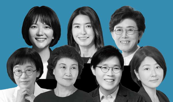 왼쪽 위부터 시계방향으로 최수연 네이버 대표(18위), 정신아 카카오 대표(45위), 최연혜 슬롯사이트가스공사 사장(46위), 이선정 CJ올리브영 대표(51위) 이정애 LG생활건강 대표(61위), 서성석 코스맥스비티아이 회장(64위) 김선희 매일유업 부회장(83위). [사진=Fortune]