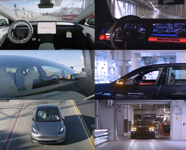 테슬라 B2B 온라인 슬롯 솔루션 영상 캡처(왼쪽), BMW-서울로보틱스 B2B 온라인 슬롯 솔루션 영상 캡처. [사진=각사]